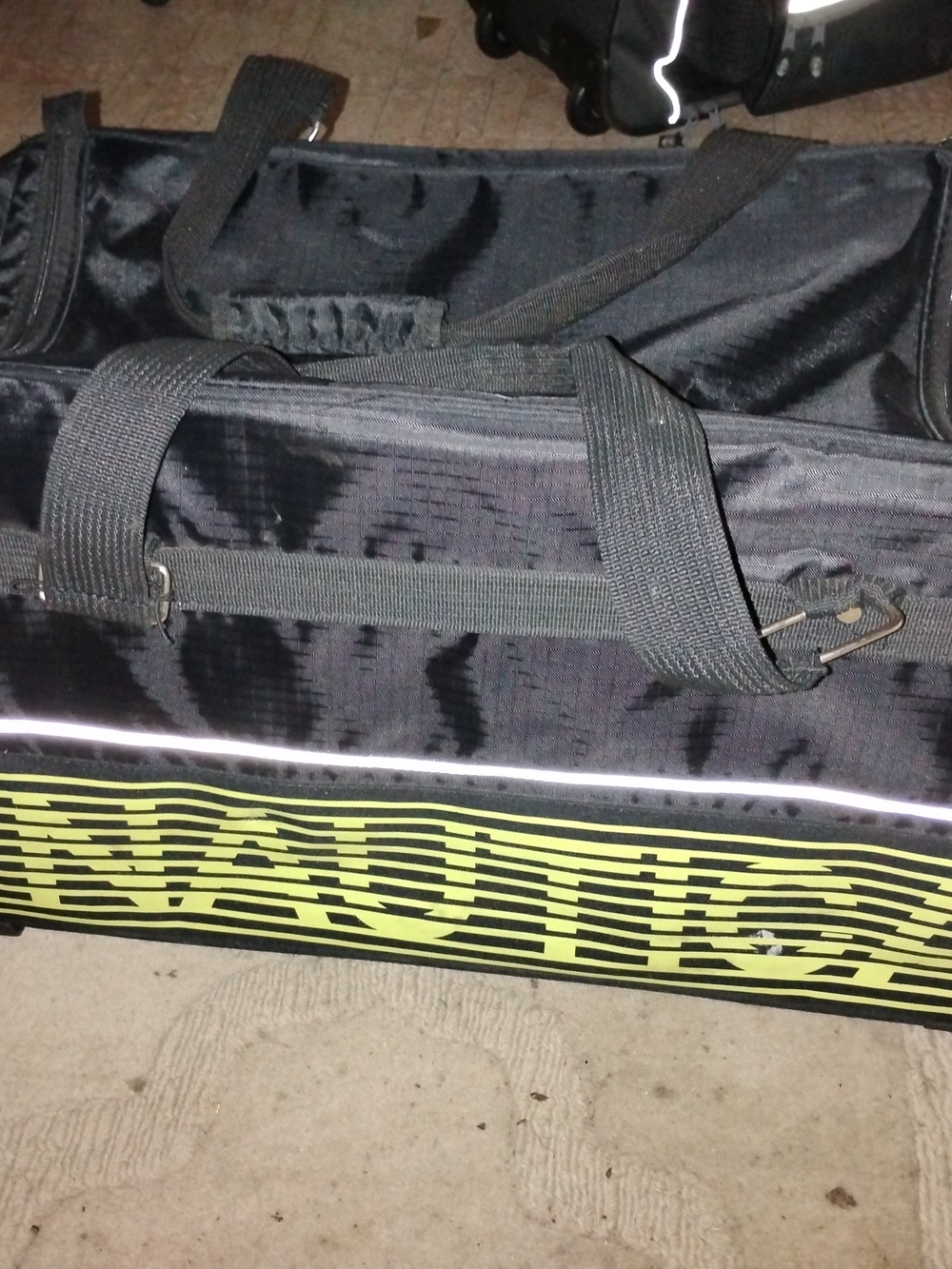 Nautica Black Duffel Bag with Neon Green Logo Stripe